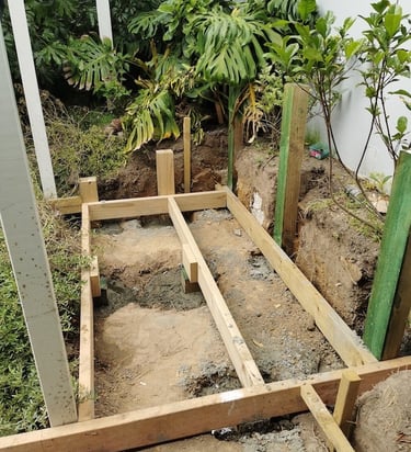 Outdoor bath progress CHR Builders