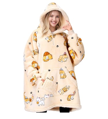 Giggling Getup wearable blanket hoodie for cozy comfort at home, camping, and travel.