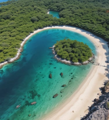 blue and white striped round textile