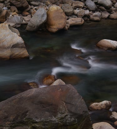 An image of river water captured in motion blur.
