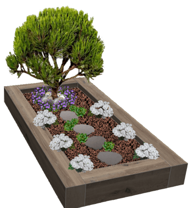 Tombe paysagère entourage bois