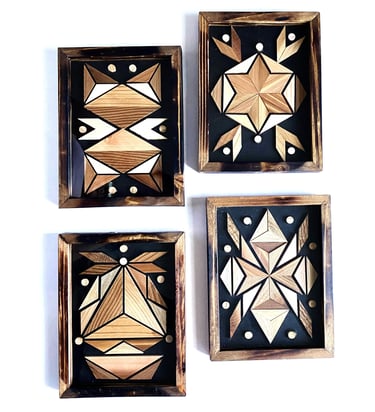 Contemporary Geometric Wall Art with glass on top, Bar Wall Art, Wooden Mosaic, Wall Decoration, Mod