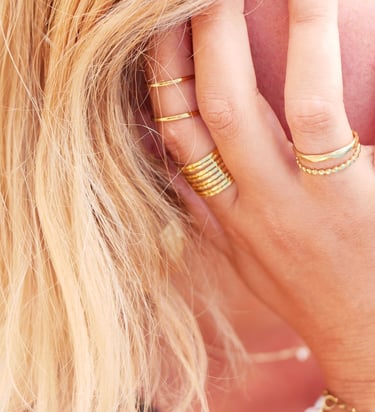 photo produits, photo de bijoux, bagues dorées, bijoux en acier inoxydable