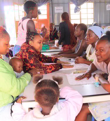 Teenage mums empowerment manicure class in Dandora, Kenya.