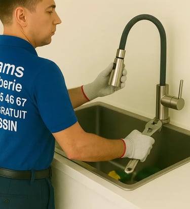 Plombier remplacement installation robinet mitigeur d evier devis tarif plombier Tassin 69160