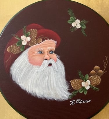 Santa with pinecones acrylic painting