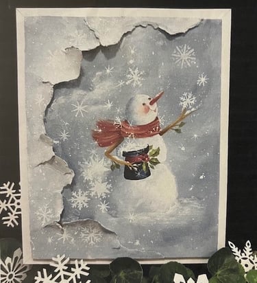 Fran Prebish, Sandra's Malone's Beautiful Snowman, snowflakes, torn paper
