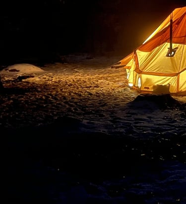 Winter camping can be warm