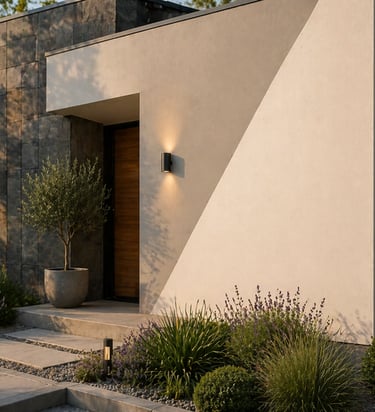 Maison moderne avec enduit extérieur – façade épurée