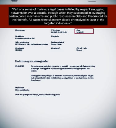 Zainab Abdulkarim Ali's scammed the police made up retaliatory lawsuits by the Oslo police Norway