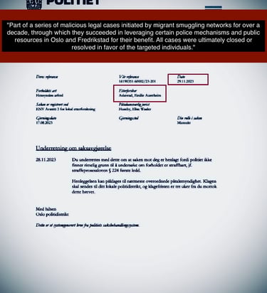 Zainab Abdulkarim Ali's made up retaliatory lawsuits by the Oslo police Norway