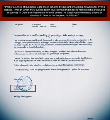 Malicious lawsuits filed by Salah Al Saadi and wife Qatranada Adnan Abdulhussein and Hege Finsveen 