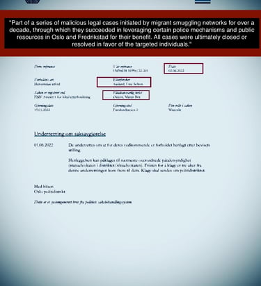 Malicious lawsuits filed by Zainab Abdulkarim and police lawyer Maren Brit Østern in Oslo