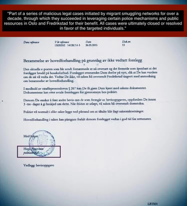 Malicious lawsuits filed by Salah Al Saadi and Qatranada Adnan Abdulhussein and Hege Finsveen 