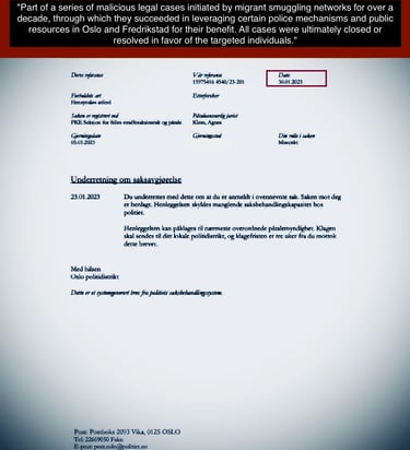 Maren Brit Østern, Official-looking documents tied to Zainab Abdulkarim Ali and a police case