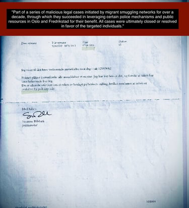 Retaliatory lawsuits by Salah Hassan Al Saadi - his wife Qatranada Adnan Abdulhussein, Hege Finsveen