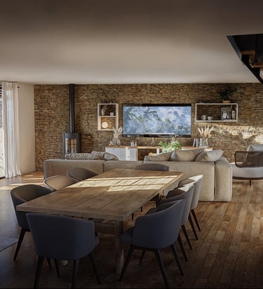 Rendu 3D salle à manger rustique et moderne – BenRaff Studio