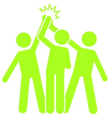 team members celebrating