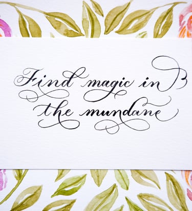 Brush pen calligraphy affirmation card by NYC calligrapher Handwritten by Belle.