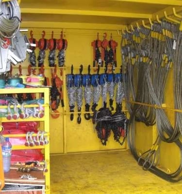 offshore rigging container tagged after inspection