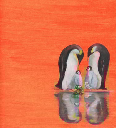 a painting of two penguins and a turtle turtle turtle turtle turtle turtle turtle turtle turtle