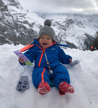 Baby enjoying the mountains at Murren on New Years Eve
