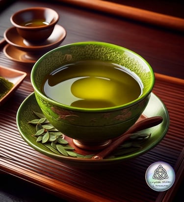 a cup of green tea with a cup of green tea