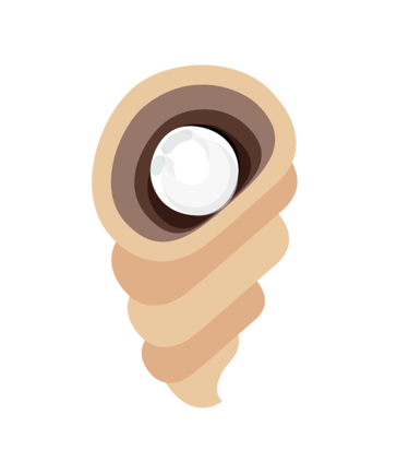 flat-style icon of a shell with a pearl inside on a white circle background, MerMapp logo