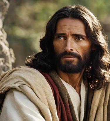 Artistic depiction of Jesus looking outward, symbolizing compassion, trust, and invitation.