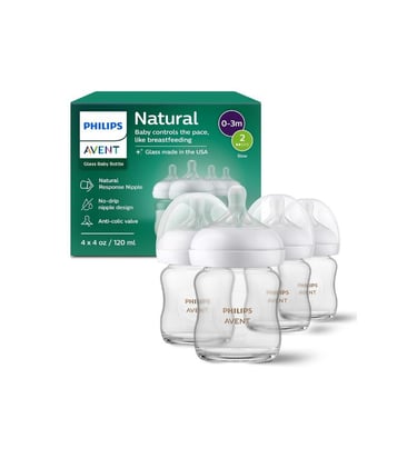 Philips Avent glass baby bottles with natural response nipples