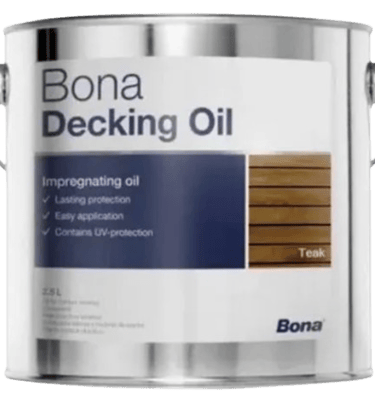 a bona decking oil with a white background