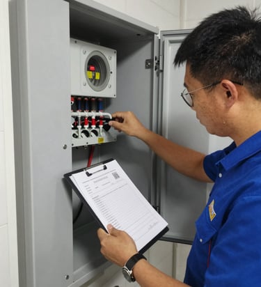 Wide shot of a showroom displaying various lighting fixtures and furniture.