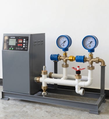 Industrial warehouse with bright overhead lighting and structured cabling.