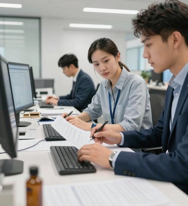 Wide shot of a showroom displaying various lighting fixtures and furniture.