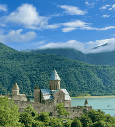 Ananuri, a fortress on the Georgian Military Road.
