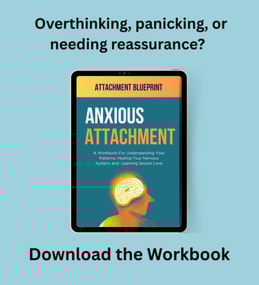 Anxious Attachment workbook on a tablet for healing nervous system patterns and learning secure love.