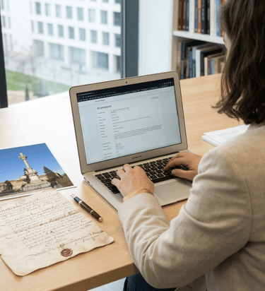 Historiadora del arte investigando patrimonio de Granada.