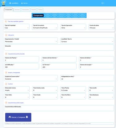 House Comparator Paso 1 Formulario de ingreso