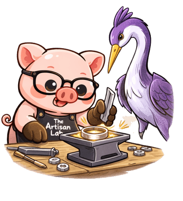 The Artisan Lab Designs mascot Milo and Lyra is doing the final inspection of the silver bangle