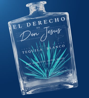 Muestra de botella de tequila impresa