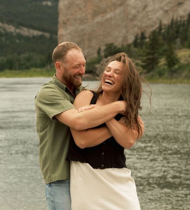 a man and woman standing next to each other