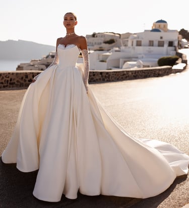 robe de mariée  2026 en satin avec manches 