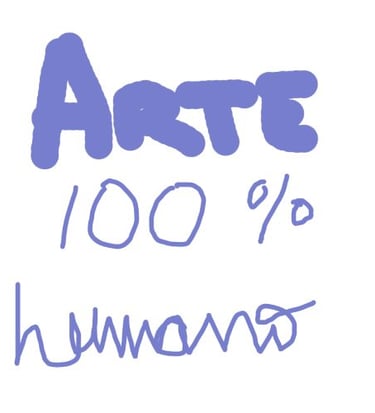 Texto escrito a mano con palabras que describen Arte 100 porciento humano