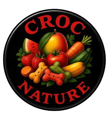 a croc nature logo with fruits and vegetables