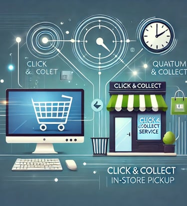 Service "Click & Collect" connecté, combinant achats en ligne et collecte rapide en magasin.