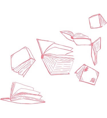 Motif décoratif livres - Wendy Baqué, chroniqueuse littéraire.