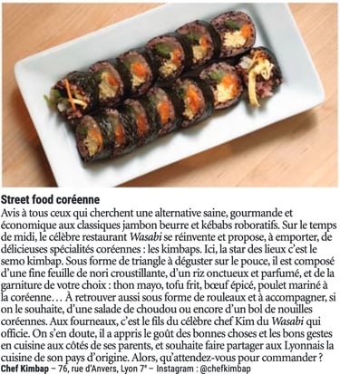 Article par Lyon Capitale de Chef Kimbap