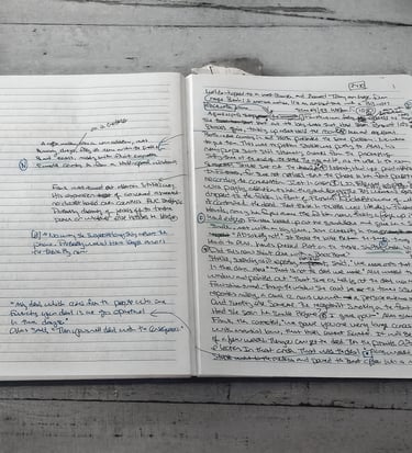 handwritten manuscript of Killing the Chucho
