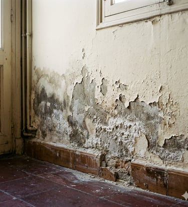 Humedad por capilaridad en la parte baja de la pared de una habitación