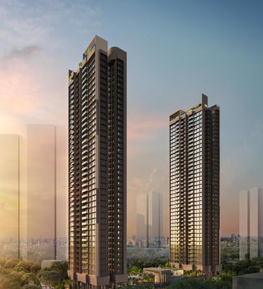 Towering 40-storey modern residential blocks and luxury pools at Penrith near Queenstown MRT, Margar